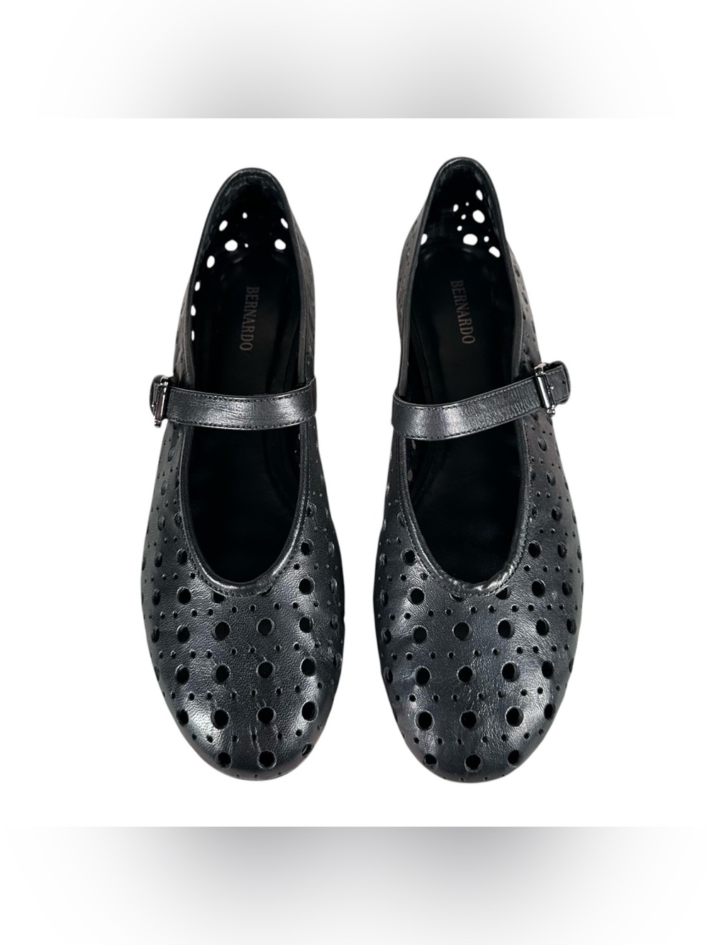 BERNARDO Borden Mary Jane Perforated Leather Buckled Flats - Picture 10 of 10